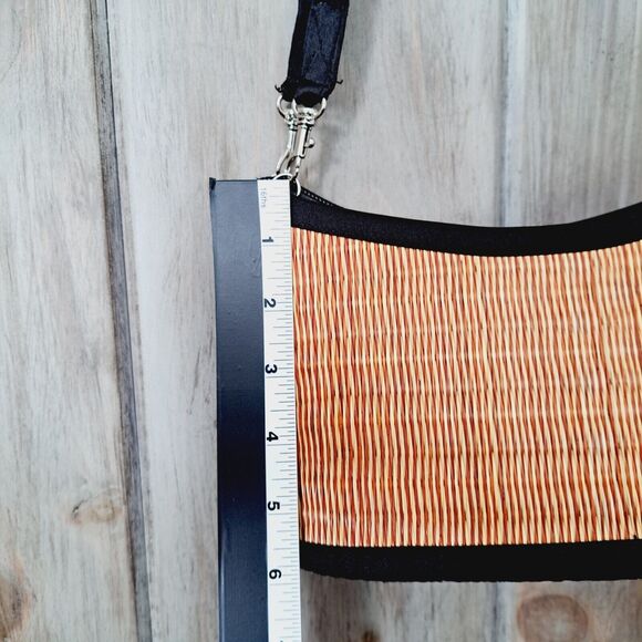 Bamboo Weave Purse Handbag Satin Trim Vacation Resort Travel Boho Beach Date - Picture 11 of 16